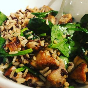 Chicken and baby spinach rice