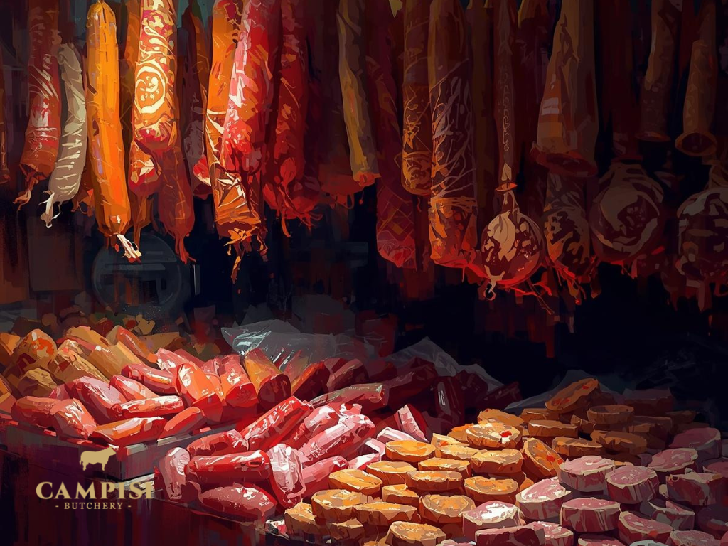  cured meats near me,salumi set, Butcher Sydney, Gourmet Meats, arranged salami bologna ham and prosciutto, Gourmet Meat Recipes 