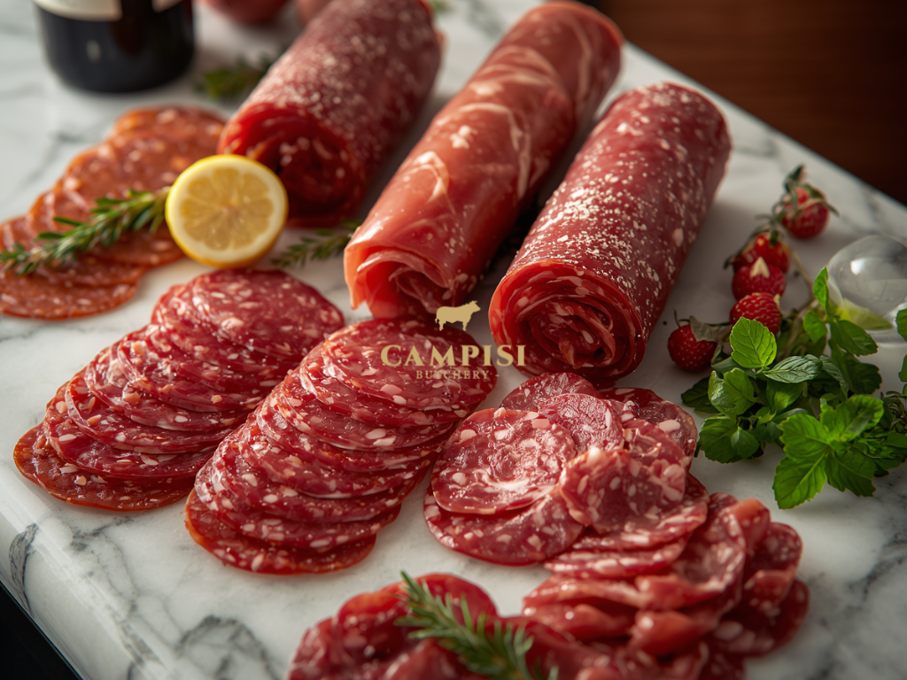 types of italian salumi italian salumi, types of salumi, salumi meat, Italian butchery, salumi vs charcuterie, italian butcher melbourne, butchery emerald hills, salumi set, Salumi plate, arranged salami bologna ham and prosciutto
