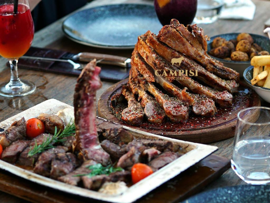 ourmet Australian BBQ platter with grilled beef steak, lamb, chicken skewers and glazed pork belly. Gourmet Meat Recipes Gourmet Meats, cured meats, cured meats near me, Cuts of Beef, Chicken portions, Leg of Lamb, Pot roast veal 